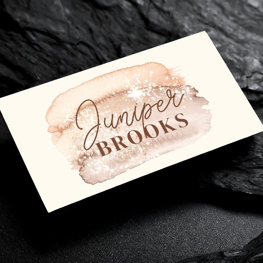 Mocha Brown Sociale Media QR Code Glitter Visitekaartje