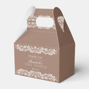 Mocha Brown Talavera Fiesta Baby shower Dessert Bedankdoosjes