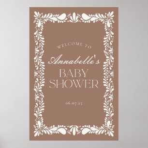 Mocha Brown Talavera Fiesta Baby shower Welkom Poster