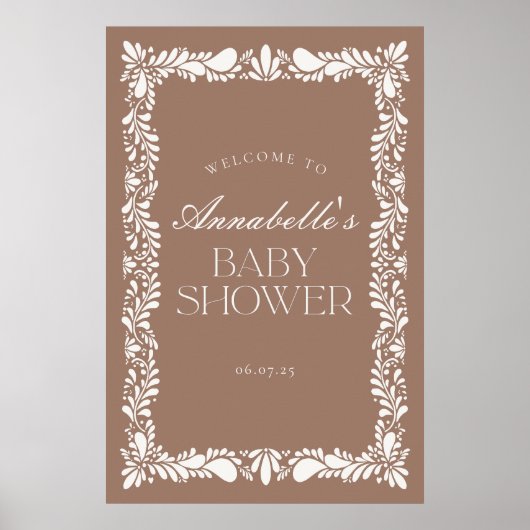 Mocha Brown Talavera Fiesta Baby shower Welkom Poster (Voorkant)