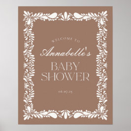 Mocha Brown Talavera Fiesta Baby shower Welkom Poster