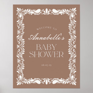 Mocha Brown Talavera Fiesta Baby shower Welkom Poster