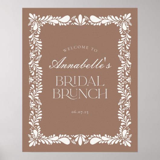 Mocha Brown Talavera Fiesta Bruids Brunch Welkom Poster (Voorkant)