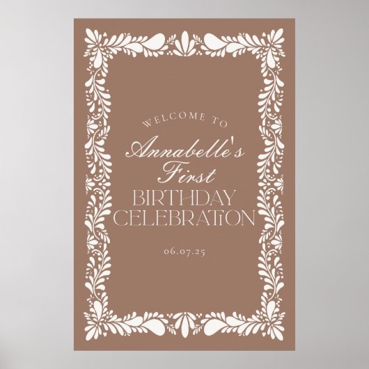 Mocha Brown Talavera Fiesta Verjaardagsfeest Welko Poster (Voorkant)