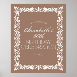 Mocha Brown Talavera Fiesta Verjaardagsfeest Welko Poster