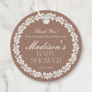 Mocha Brown Talavera Spaans Fiesta Baby shower Bedankjes Labels