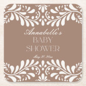 Mocha Brown Talavera Spaans Fiesta Baby shower Kartonnen Onderzetters (Voorkant)