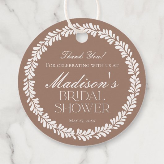 Mocha Brown Talavera Spaans Fiesta Vrijgezellenfee Bedankjes Labels (Achterkant)