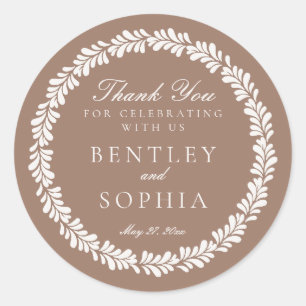 Mocha Brown Talavera Spaanse Fiesta Wedding Favori Ronde Sticker