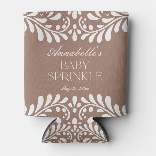 Mocha Brown Talavera Spanish Fiesta Baby Sprinkle Blikjeskoeler (Voorkant)