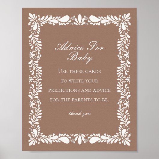 Mocha Brown Talavera Tegel Advies voor Baby Game Poster (Voorkant)