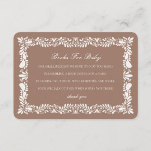 Mocha Brown Talavera Tegel Boeken voor Baby Insert Informatiekaartje