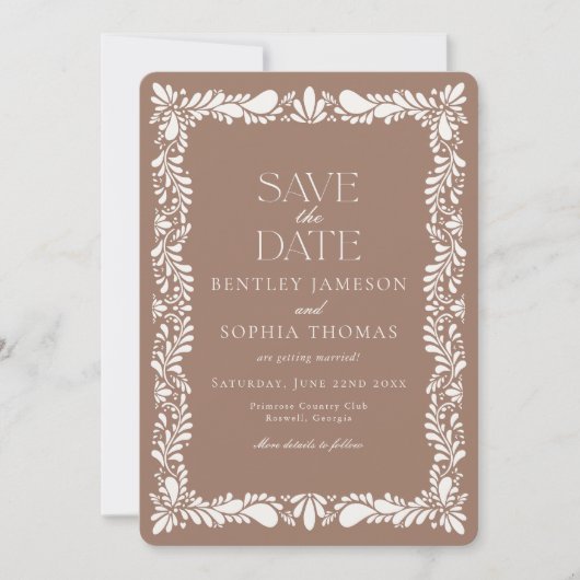 Mocha Brown Talavera Tegel Feestelijke Uitnodiging (Voorkant)