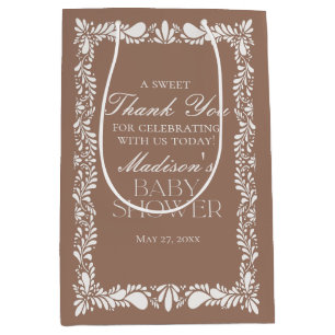 Mocha Brown Talavera Tegel Fiesta Baby shower Favo Medium Cadeauzakje