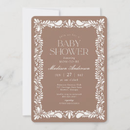Mocha Brown Talavera Tegel Fiesta Baby shower Kaart