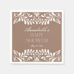 Mocha Brown Talavera Tegel Fiesta Baby shower Servet