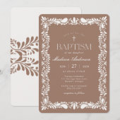 Mocha Brown Talavera Tegel Fiesta Doop Kaart (Voorkant / Achterkant)