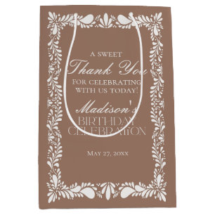 Mocha Brown Talavera Tegel Fiesta Verjaardagsgunst Medium Cadeauzakje