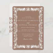 Mocha Brown Talavera Tegel Fiesta Wedding Kaart (Voorkant / Achterkant)