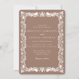 Mocha Brown Talavera Tegel Fiesta Wedding Kaart