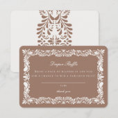 Mocha Brown Talavera Tegel Luier Raffle Insert Informatiekaartje (Voorkant / Achterkant)