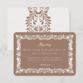 Mocha Brown Talavera Tegel Registry Kaart Insert (Voorkant / Achterkant)