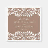 Mocha Brown Talavera Tegel Spaans Fiesta Huwelijk Servet (Voorkant)