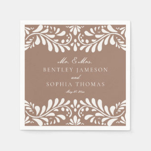 Mocha Brown Talavera Tegel Spaans Fiesta Huwelijk Servet