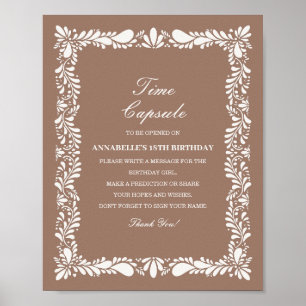 Mocha Brown Talavera Time Capsule Verjaardagsspel Poster