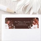 Mocha Brown Texture White Blossom Leaf Etiket (Insitu)