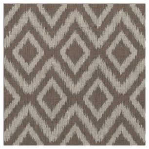 Mocha Brown Tribal Ikat Chevron Stof