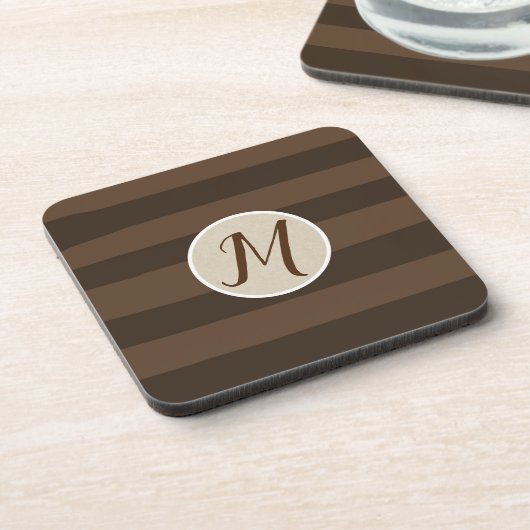 Mocha Brown Whimsical Funky Stripes Modern Chic Onderzetter (Linkerzijde)
