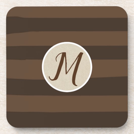 Mocha Brown Whimsical Funky Stripes Modern Chic Onderzetter (Voorkant)