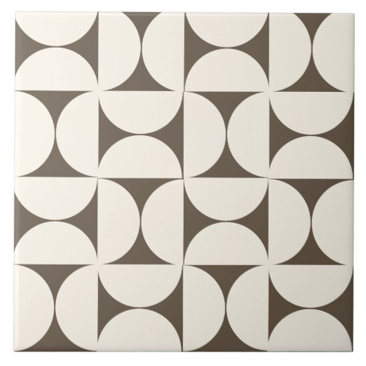 Mocha BrownModerne geometrische halve cirkels Tege Tegeltje (Voorkant)