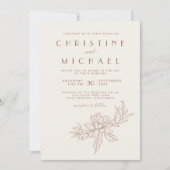 Mocha Bruin Bloemig Formeel All-in-One Ivoor Trouw Kaart (Voorkant)