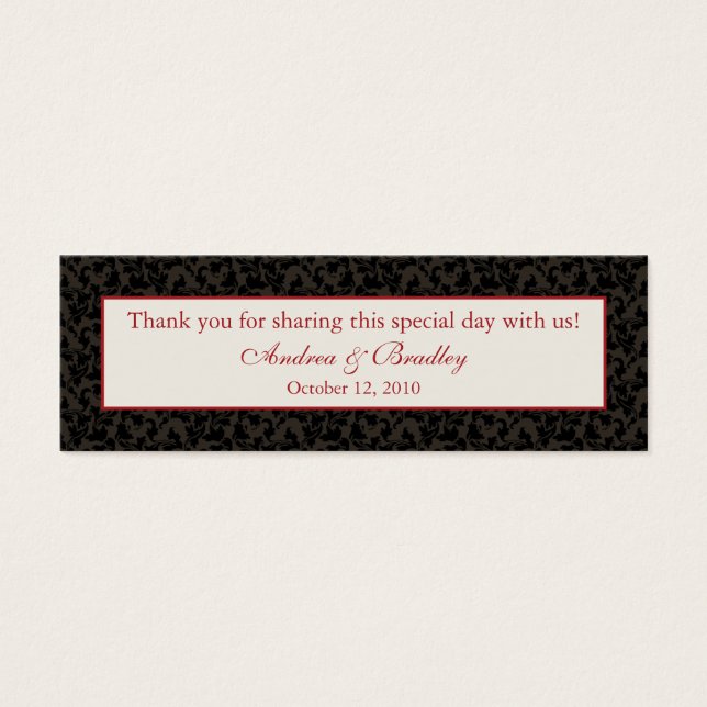 Mocha Bruin & Claret Rood Damask Bruiloft Favor Ta Mini Visitekaartjes (Voorkant)
