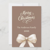 Mocha bruin crème boog foto jaar review kerst feestdagenkaart (Voorkant)