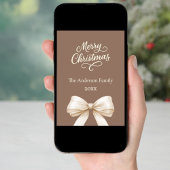 Mocha bruin crème boog foto jaar review kerst feestdagenkaart