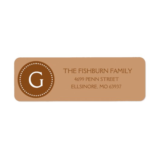 Mocha Bruin Gedempt Monogram Douane Monogram Etiket (Voorkant)