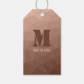 Mocha Bruin geometrisch mesh patroon Monogram Cadeaulabel (Voorkant)