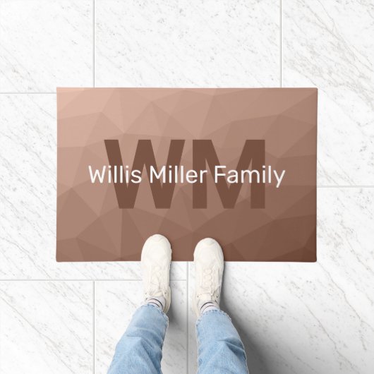 Mocha Bruin geometrisch mesh patroon Monogram Deurmat (Binnen)