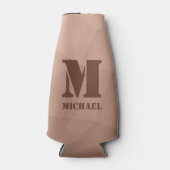 Mocha bruin geometrisch mesh patroon Monogram Flesjeskoeler (Voorkant)