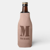 Mocha bruin geometrisch mesh patroon Monogram Flesjeskoeler (Fles Voorkant)
