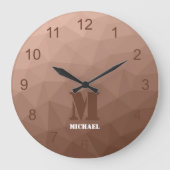 Mocha Bruin geometrisch mesh patroon Monogram Grote Klok (Voorkant)