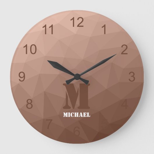 Mocha Bruin geometrisch mesh patroon Monogram Grote Klok (Voorkant)