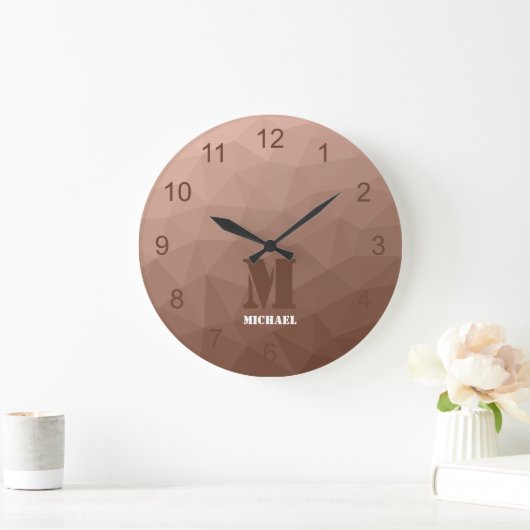 Mocha Bruin geometrisch mesh patroon Monogram Grote Klok (Huis)