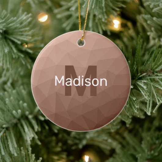 Mocha bruin geometrisch mesh patroon Monogram Keramisch Ornament (Boom)