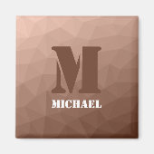 Mocha Bruin geometrisch mesh patroon Monogram Magneet (Voorkant)