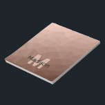 Mocha Bruin geometrisch mesh patroon Monogram Notitieblok<br><div class="desc">Monogram Personaliseer notitieblok school kantoor briefpapier met uw aangepaste initiaal en naam. Driehoek geometrisch gaas met licht donkerbruin ombre gradiënt.</div>