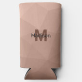 Mocha bruin geometrisch mesh patroon Monogram Seltzer Blikjeskoeler (Voorkant)
